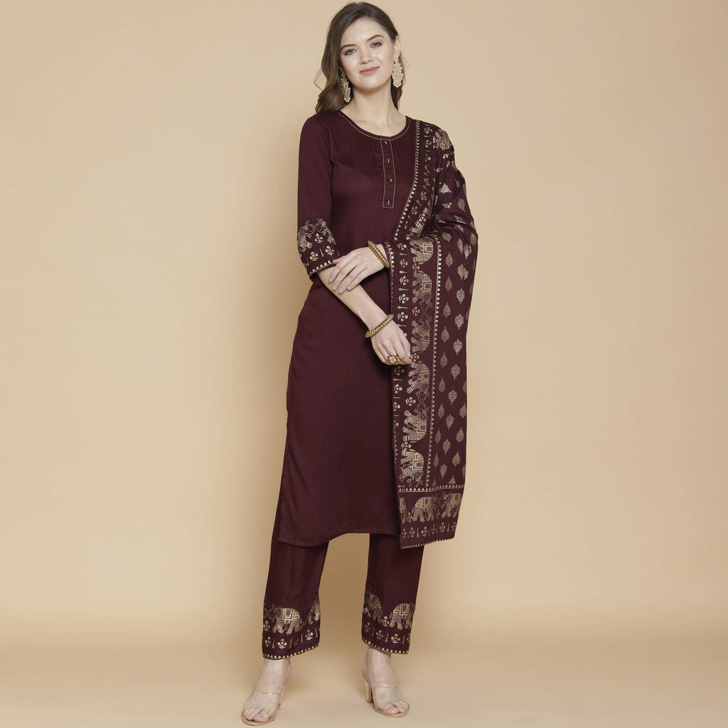 Gosriki Women'S Rayon Kurta, Palazzos And Dupatta