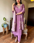 Fashion Basket Silk Embroidered Kurta Set With Duptta For Women