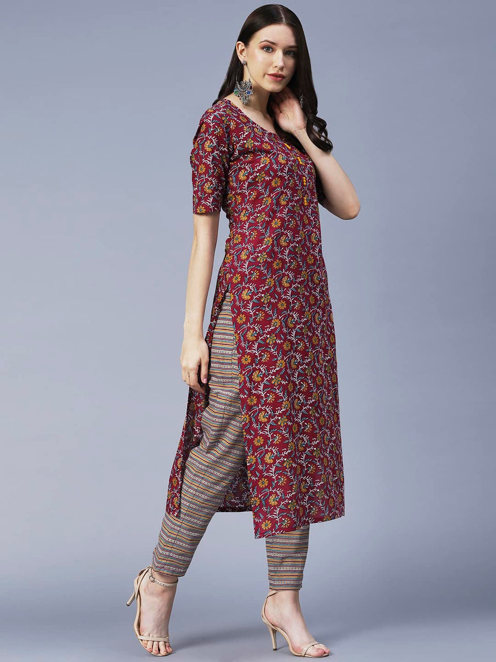 Anni Designer Women'S Cotton Blend Printed Straight Kurta With Pant (Slksw)