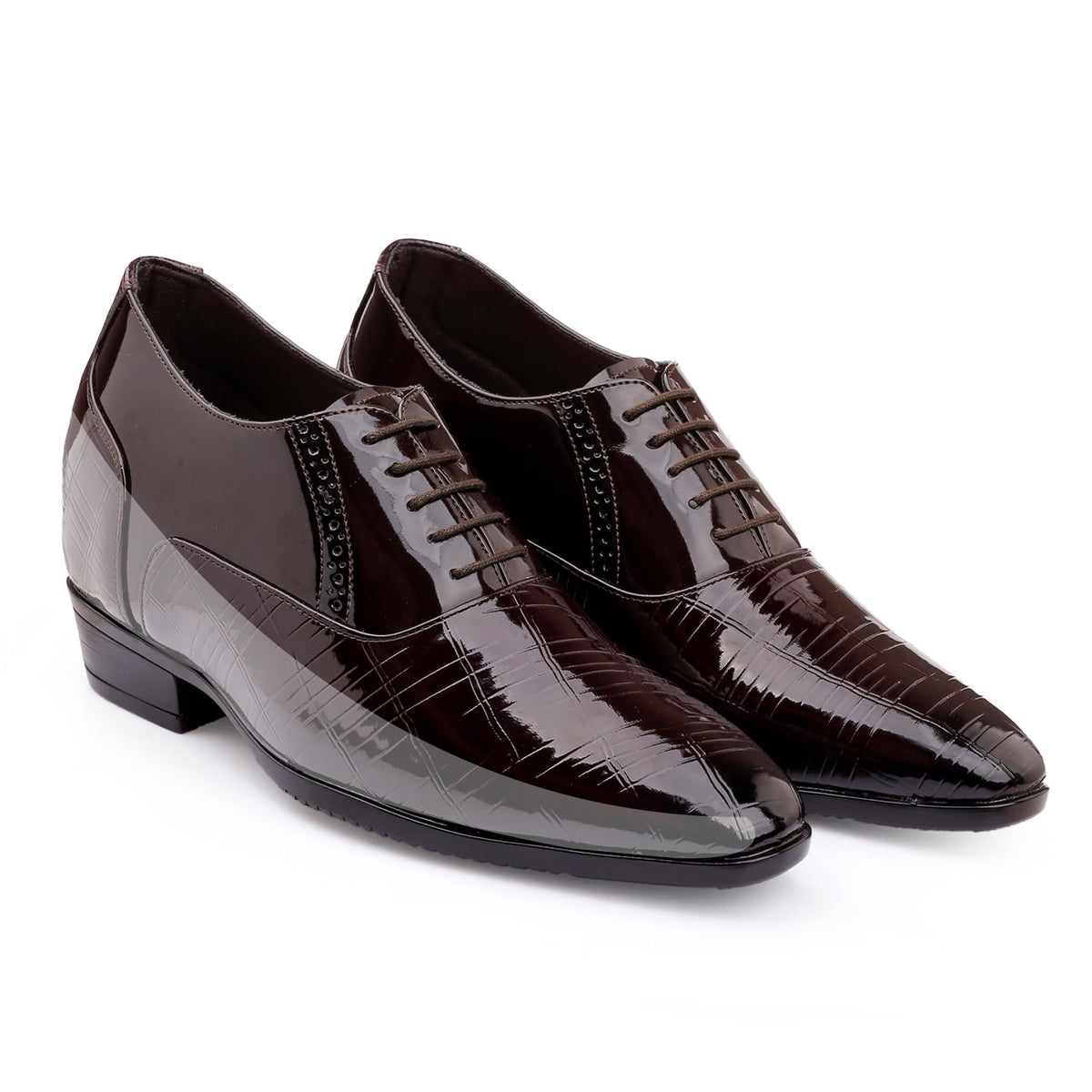 BXXY Mens 9 CM Hidden Height Increasing Faux Leather Material, Brown Casual Formal Laceup Outdoor Oxford Shoe. 8 UK 8