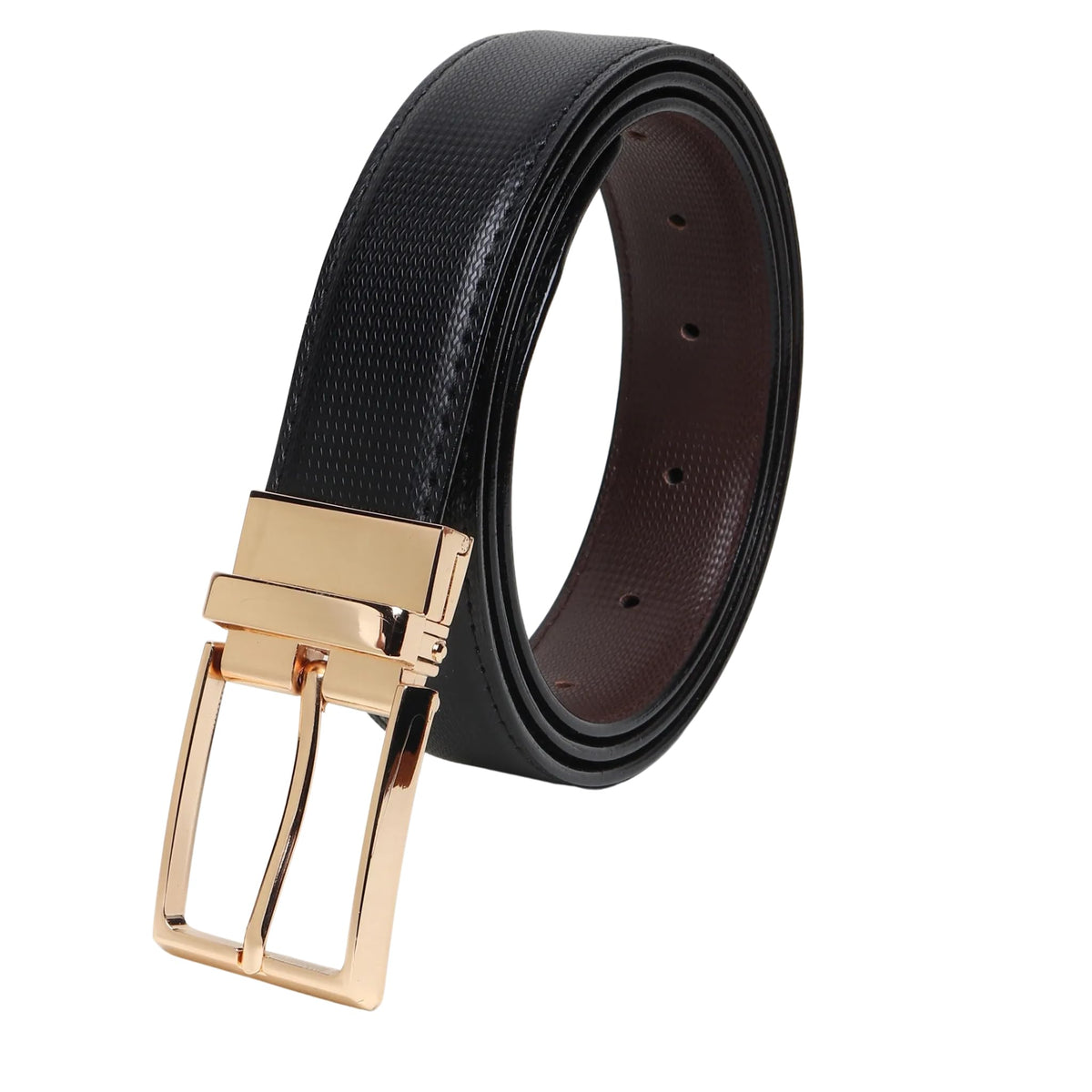 Zacharias MenS Pu Leather 35 Mm Reversible Belt Gld=18 (Black_46) (Pack Of 1) 46