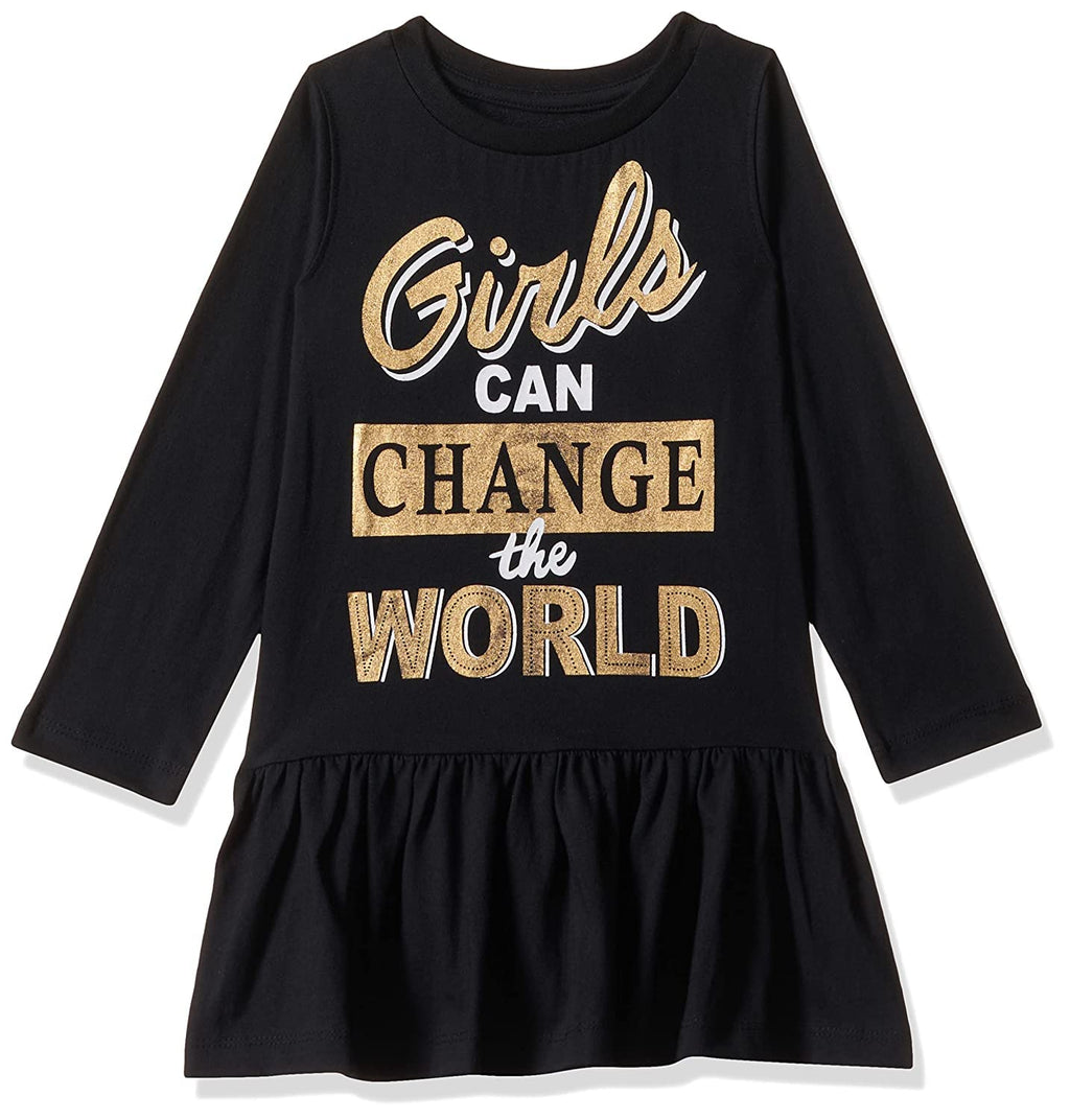 T2f Girls Cotton Printed Full Sleeve Knee-Length Casual Dress