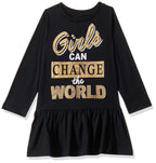 T2f Girls Cotton Printed Full Sleeve Knee-Length Casual Dress