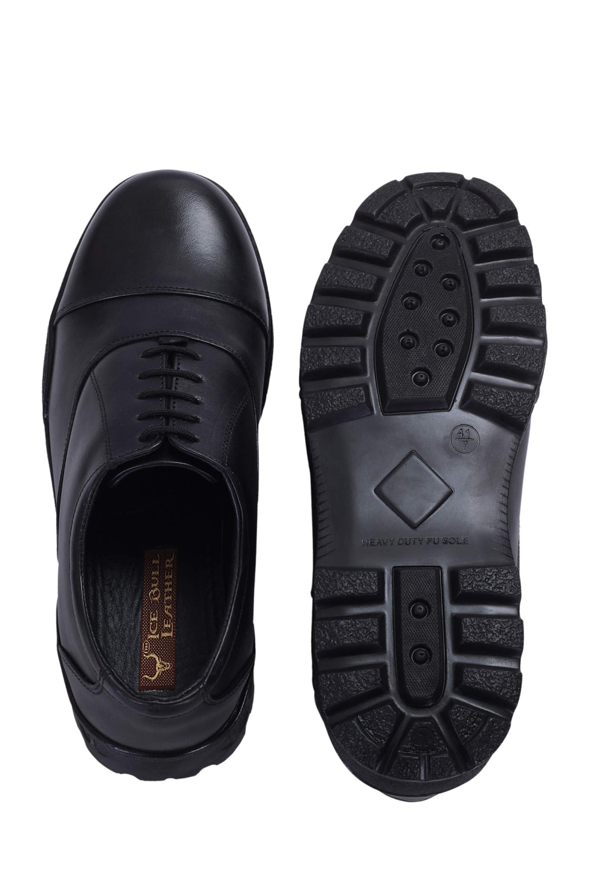 ICEBULL LEATHER JEU066 Black Formal Derby Police Shoes (10) 10