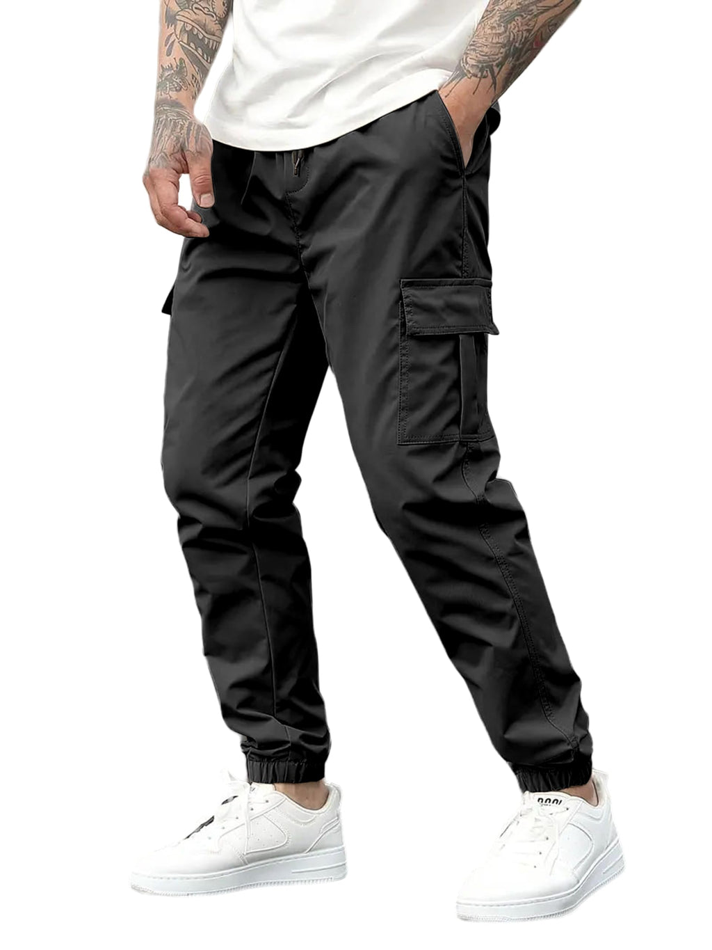IndoPrimo Men Cargo || Men Cargo Pants || Men Cargo Pants Cotton || Cargos for Men (in, Alpha, XL, Regular, Standard, Black)