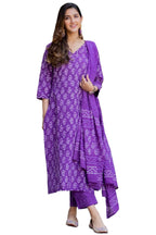 ANNI DESIGNER Womens Rayon Blend Straight Printed Kurta with Pant & Dupatta (Feedback-BEGANI_M_Purple_Medium)