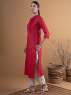 Libas WomenS Cotton Straight Kurta (4339_Maroon