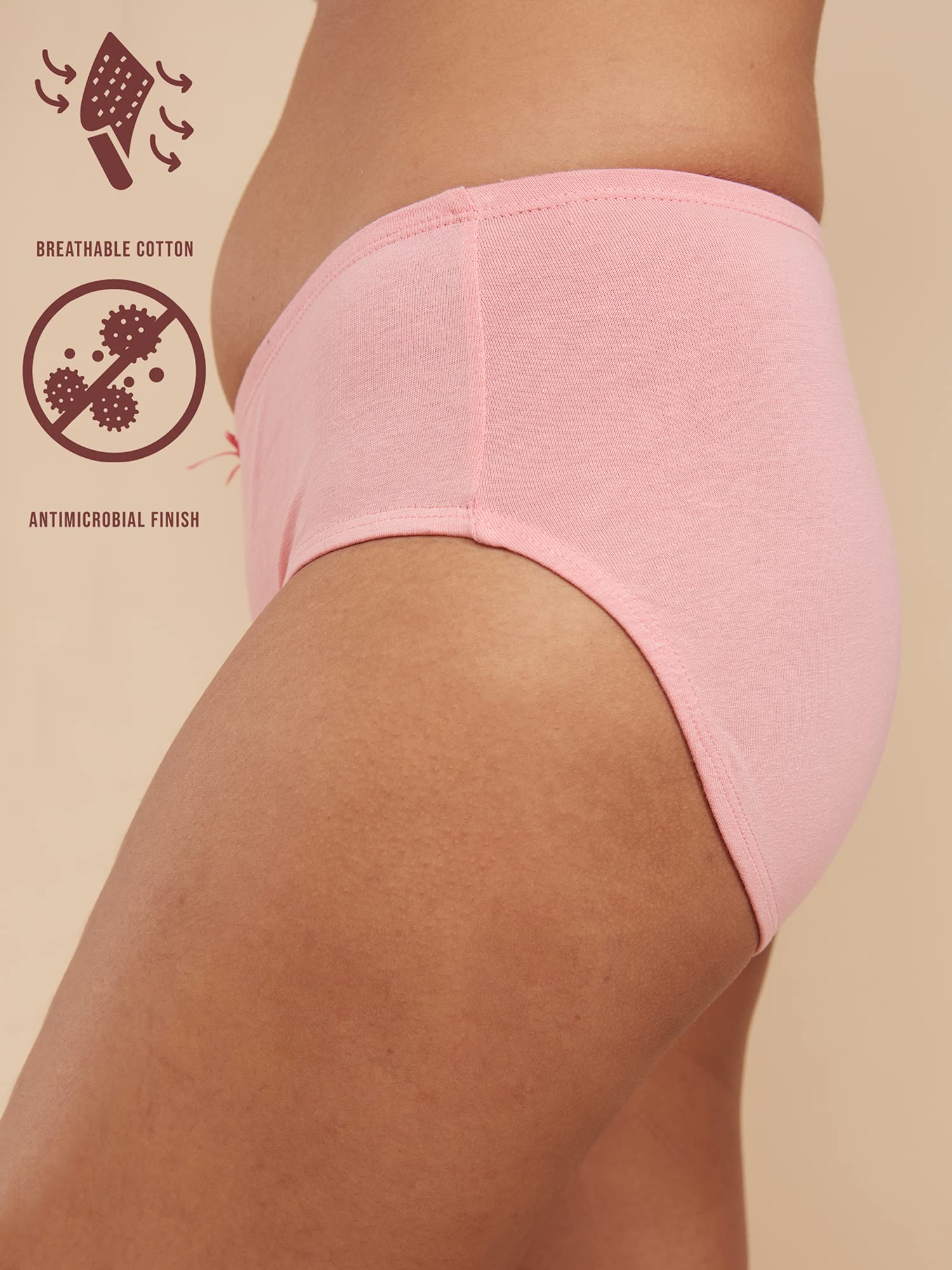 Nykd (Nyp100 Assorted Breathable Cotton Hipster Panty Set For Women | Mid Rise, Medium Coverage With Anti Bacterial & Anti Odour