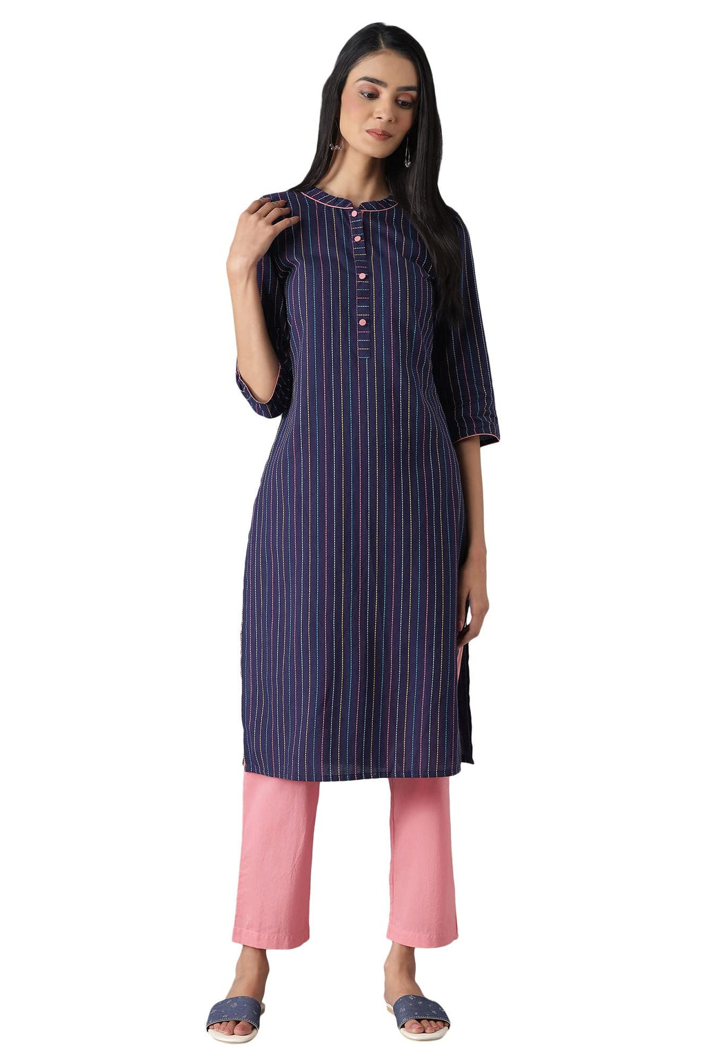 Aurelia Women'S Cotton Kurta & Cullote (22Feas12881-703014_Navy_S)