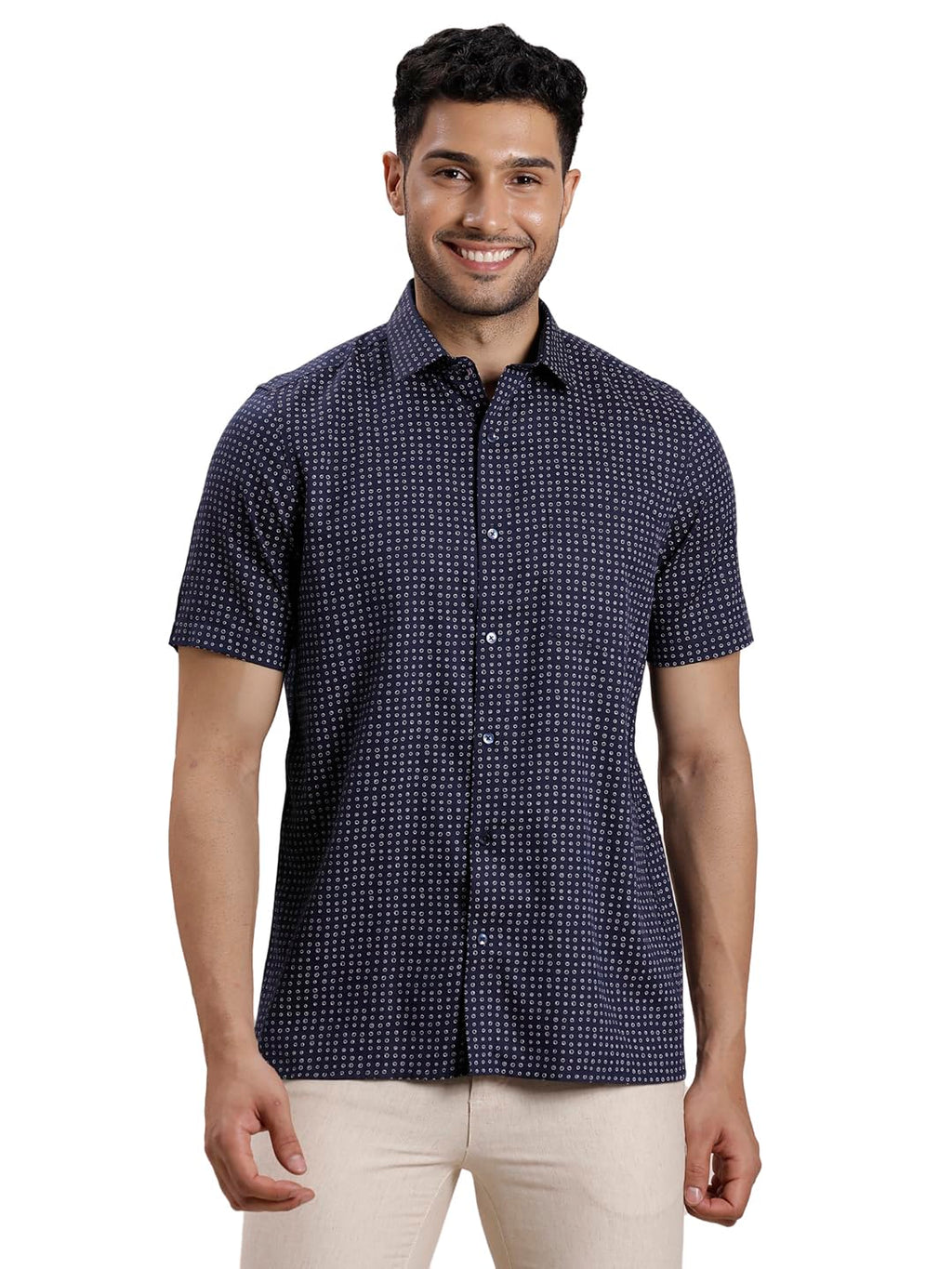 Turtle Men Cotton Tencel Regular Fit Blue Formal Shirt