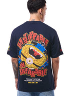 Bewakoof Official Minions Merchandise Mens Graphic Printed Oversized Fit Half Sleeve Round Neck Cotton Jersey T-Shirt_642126_Bl