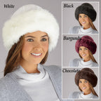 Collections Etc Faux Fur Trimmed Winter Fashion Hat Chocolate