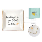 HOME SMILE Everything I Am You Helped Me to Be-Ceramic Ring Dish Jewelry Tray-Mother/Stepmom/Bonus Mom Gifts for Thanksgiving Da