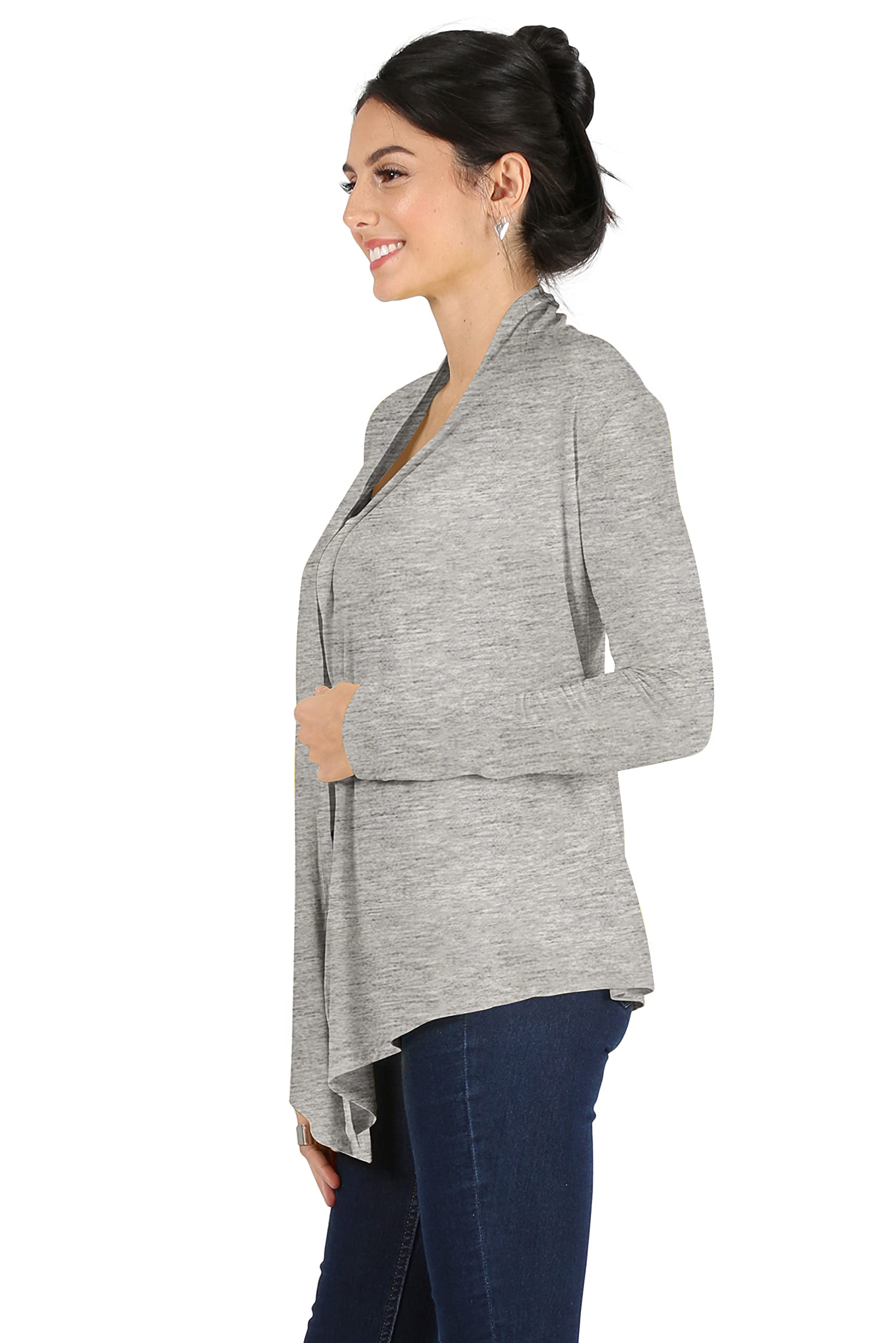Simlu Heather Grey Cardigans for Women, Heather Grey Cardigan Plus Size and Reg, Heather Grey Lightweight Sweater Cardigan, XX-L