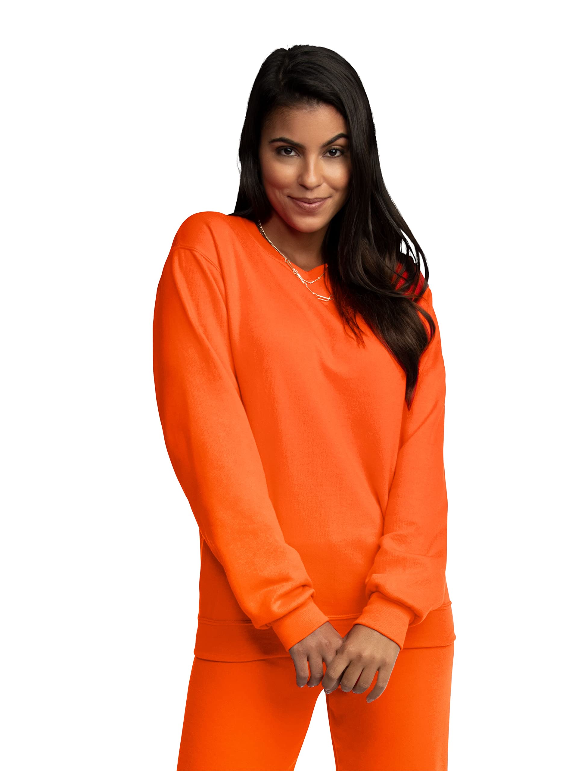 Fruit of the Loom Men's Moisture Wicking Eversoft Fleece Sweatshirt, Safety Orange, 3X-Large