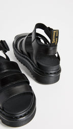 Dr. Martens Women's Blaire Fisherman Sandal, Black Brando Leather,