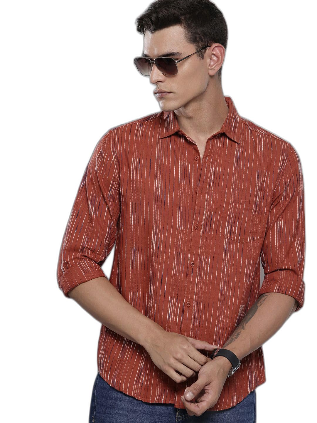 The Indian Garage Co Mens Slim Fit Striped Shirt