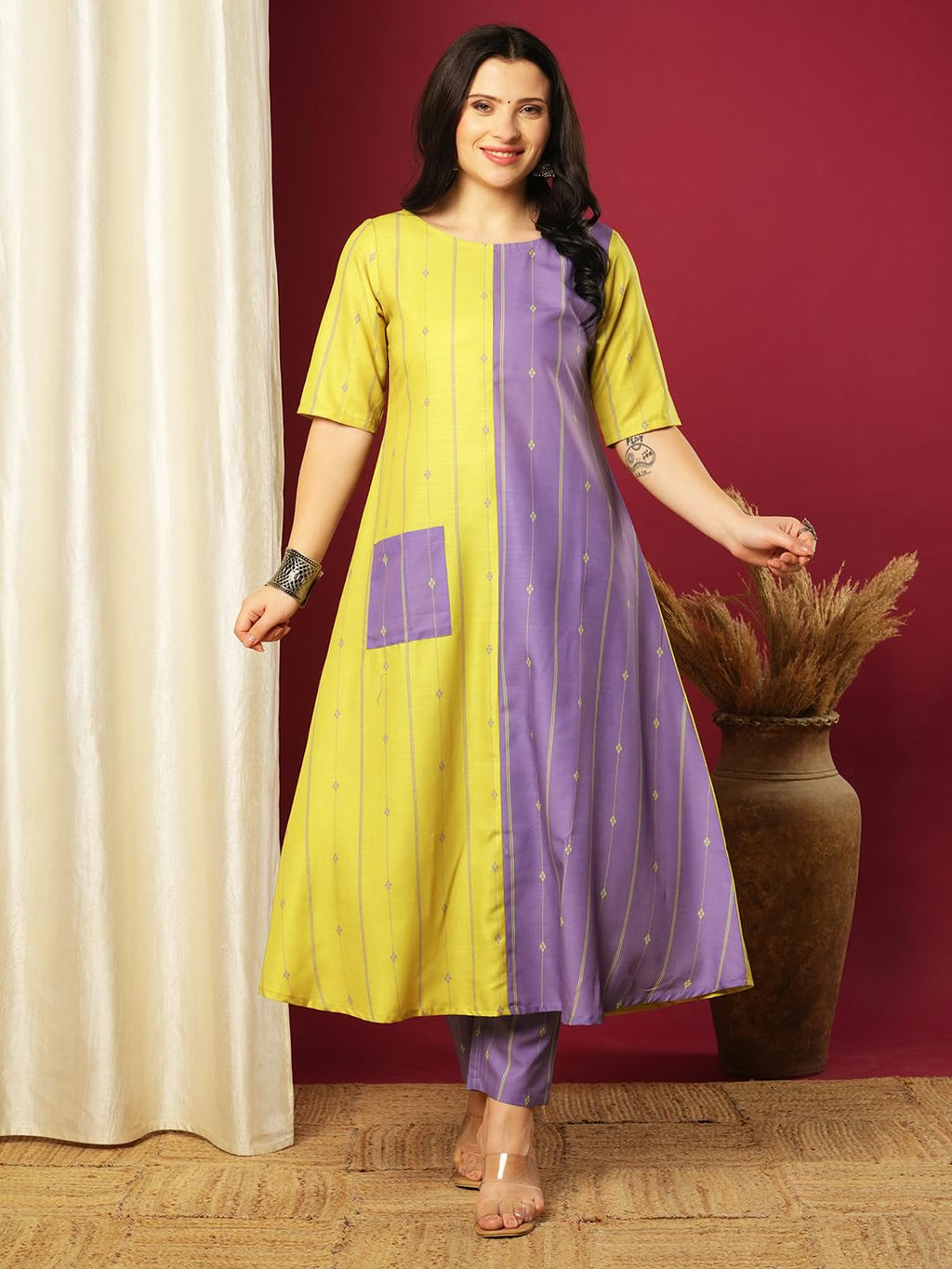ANNI DESIGNER Women s Kurta with Trousers, multi-coloured, L