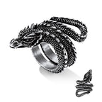 Bestyle Cool Stainless Steel Dragon Ring for Women Men Cool Rings Dragon Jewelry Gothic Punk Finger Rings Fashion Halloween Cost