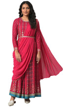 W For Woman Dark Pink Ethnic Motif Stylised Dress