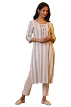 Aurelia Womens Cotton Striped Regular Kurta (24FEA14809_White