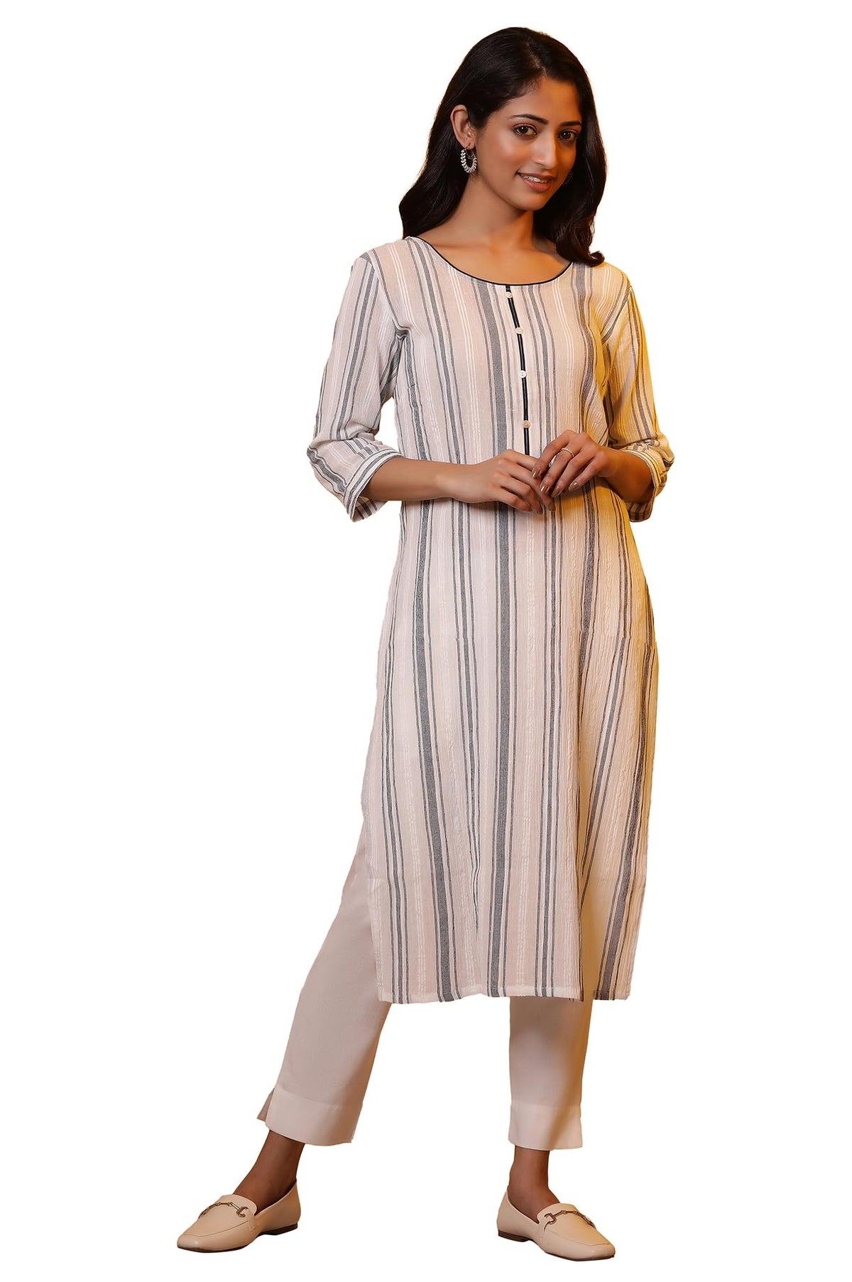 Aurelia Women Striped Cotton Straight Kurta_24Fea14809_2Xl
