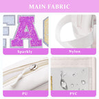 COSHAYSOO Clear Preppy Patch Makeup Bag Cosmetic Pouch with Glitter Bling Letters for Women Teen Girls Sister, Make Up Travel St