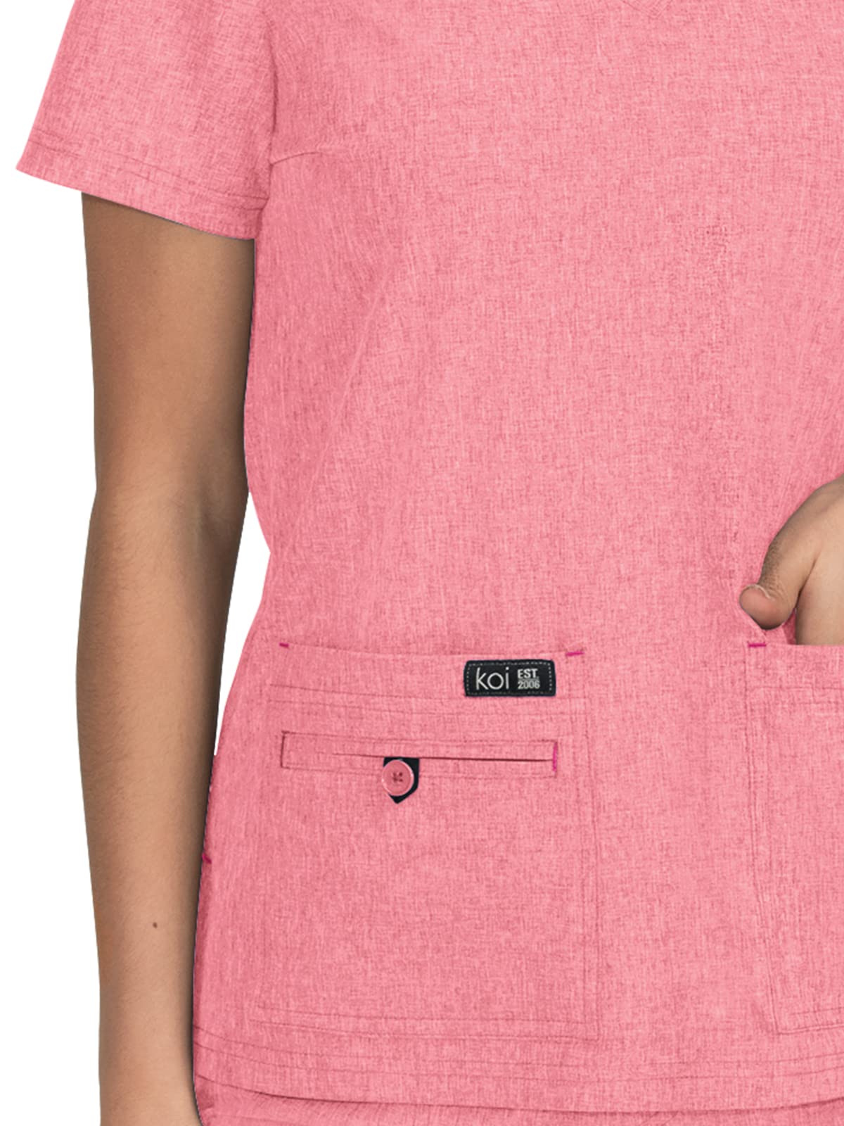 KOI Basics Women's 373 Becca Top (Heather Soft Pink, 4X-Large)