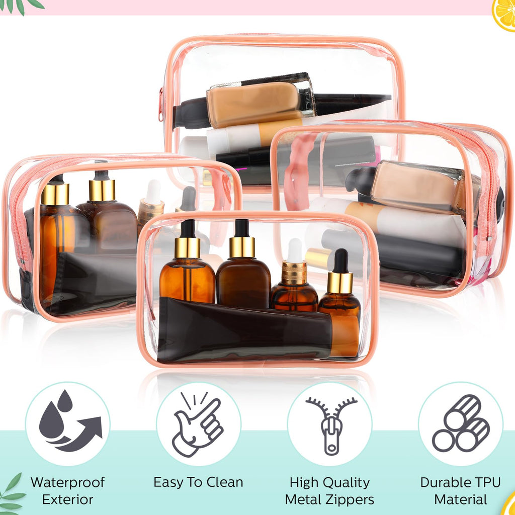 Weewooday 12 Pieces Clear Cosmetics Bag PVC Zippered Clear Toiletry Carry Pouch Cosmetic Makeup Bag Waterproof Makeup Bag Vinyl