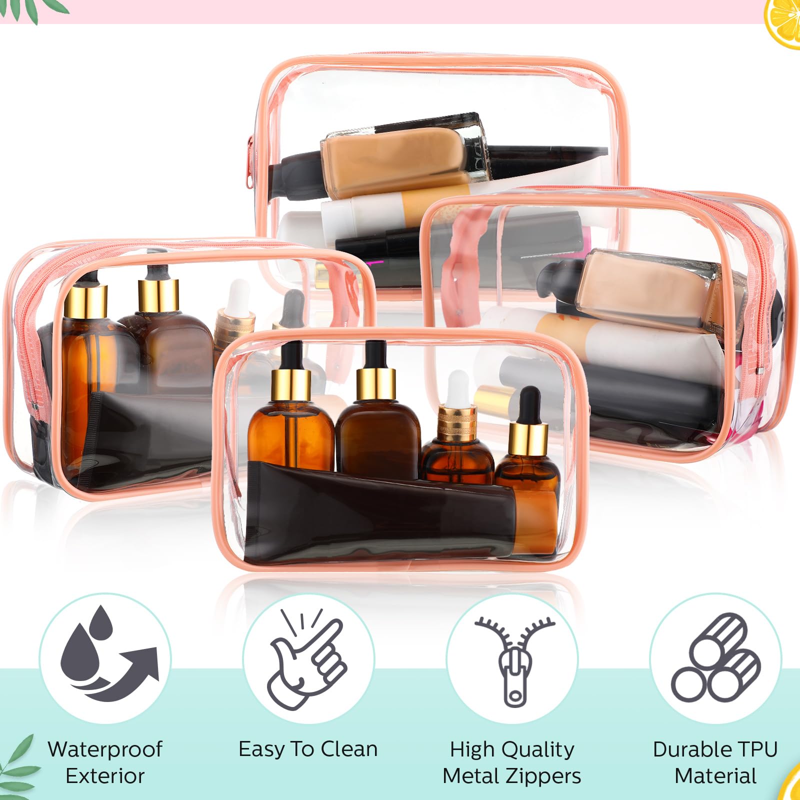 Weewooday 12 Pieces Clear Cosmetics Bag PVC Zippered Clear Toiletry Carry Pouch Cosmetic Makeup Bag Waterproof Makeup Bag Vinyl
