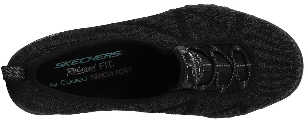 Skechers Women's Breathe-Easy-A-Look Mary Jane Flat, Black, 8 M US