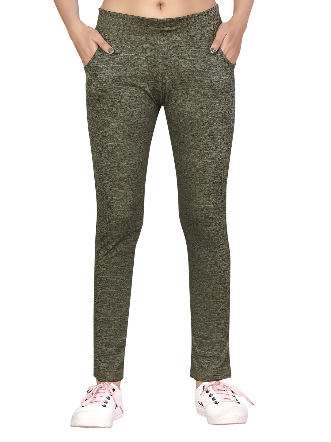 Aarika Womens Green Color Track Pants (TP-PLAIN-04-GREEN-M)
