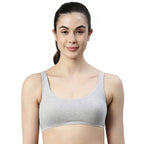 Enamor SB06 Low Impact Bra - Non-Padded, Wirefree & High Coverage Greymelange