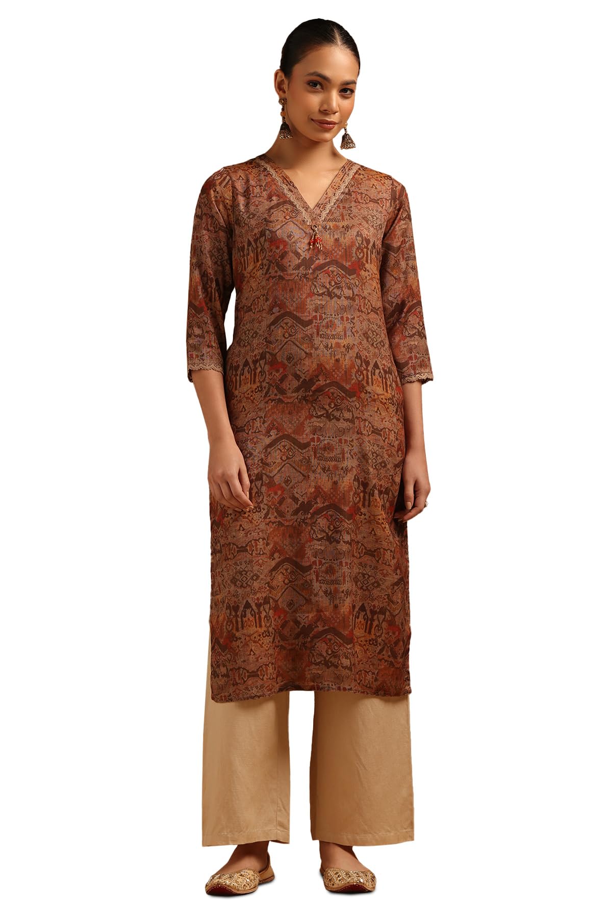 Soch Women Cotton Ethnic Motifs Kurta with Beads