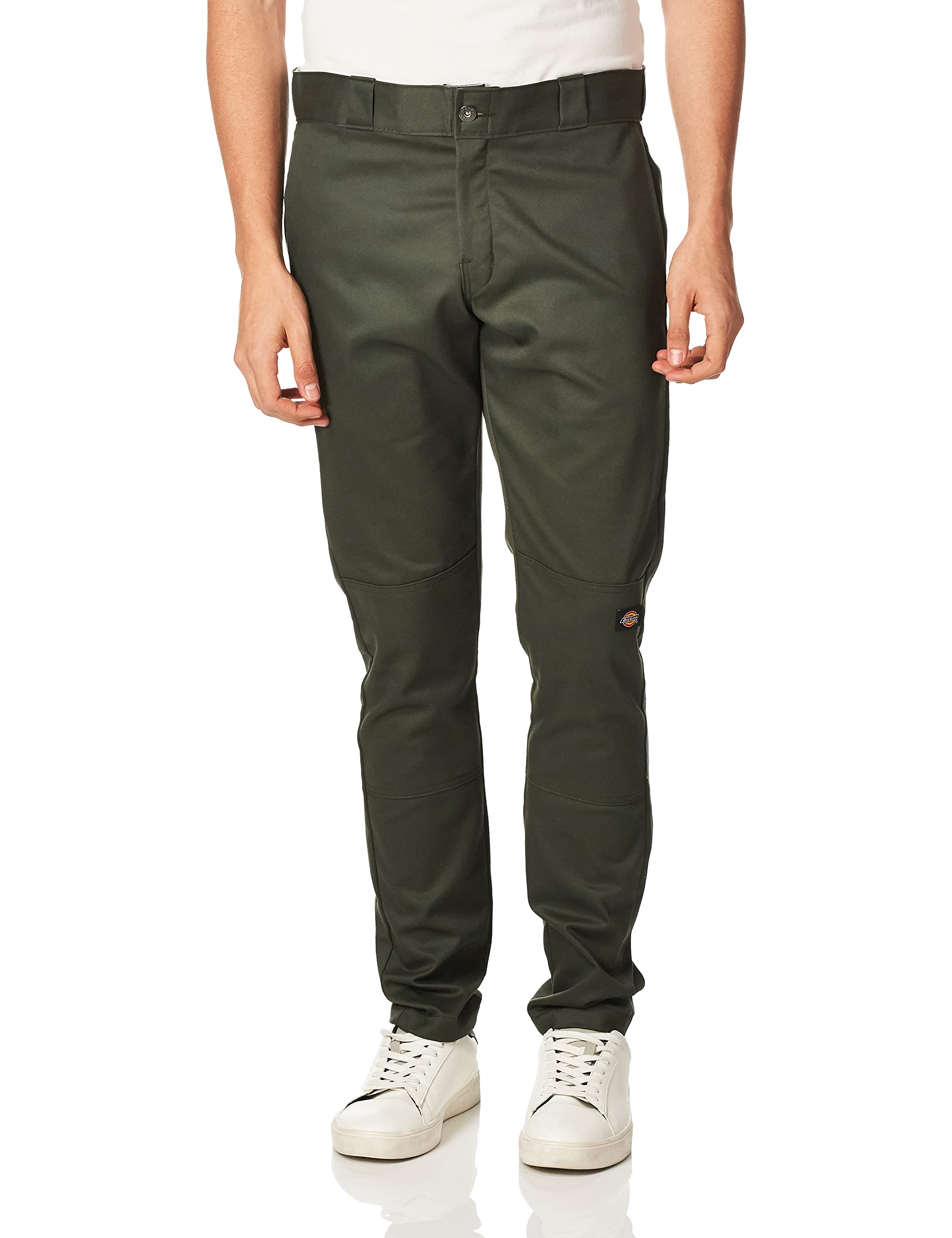 Dickies Men Skinny-Straight Double Knee Work Pant, Olive green, 38W x 34L