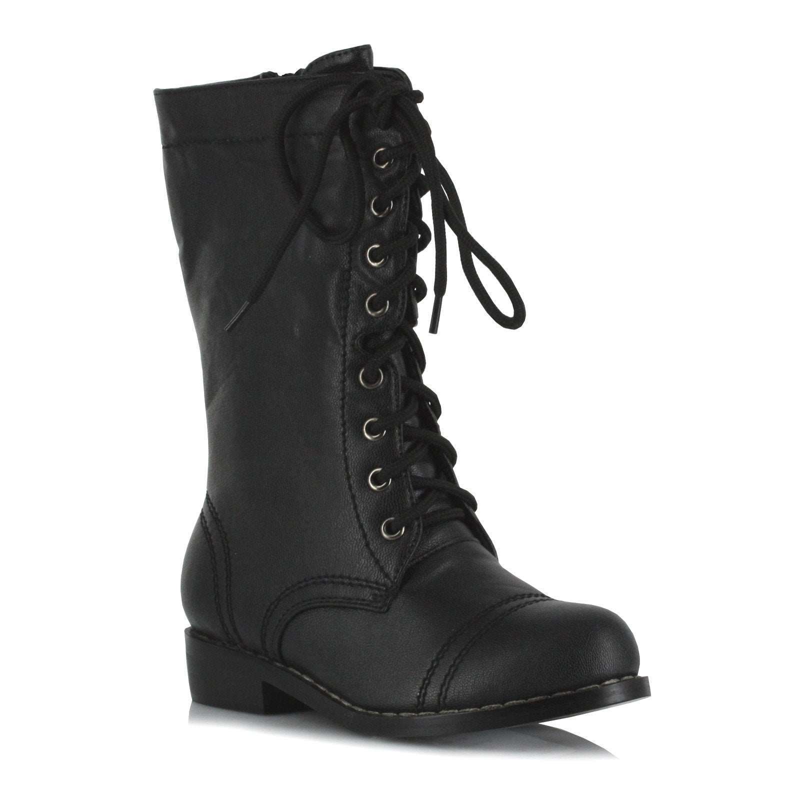 Ellie Shoes 1 Combat Boots. Childrens. L BLK