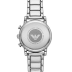 Emporio Armani Men's Chronograph Stainless Steel Quartz Watch with Stainless-Steel Strap, Silver, 22 (Model: AR11132)