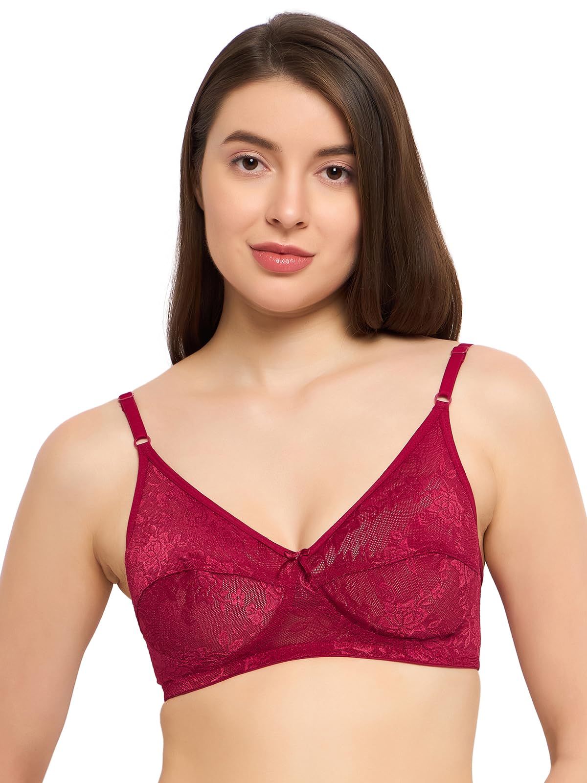 Clovia WomenS Chic Non-Padded Wirefree Bra In Maroon (Br0181Q09_Red_34B)