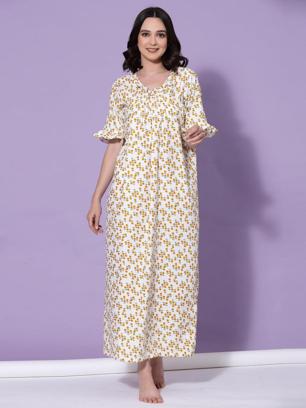 OOMPH! Cotton Blend Nighty for Womens | Night Gown | Nighty | Nightdress | Maxi Dress | Sleepwear | Gown for Women | Nighties |