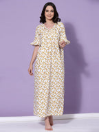 OOMPH! Cotton Blend Nighty for Womens | Night Gown | Nighty | Nightdress | Maxi Dress | Sleepwear | Gown for Women | Nighties |