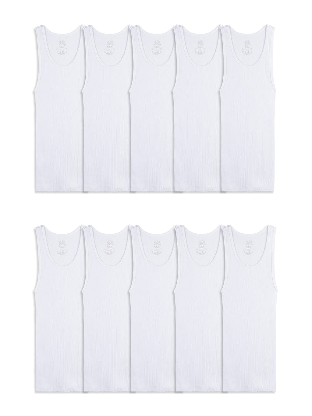 Fruit of the Loom Boys' Cotton Tank Top Undershirt (Multipack), Boys - 10 Pack - White, Large