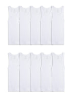 Fruit of the Loom Boys' Cotton Tank Top Undershirt (Multipack), Boys - 10 Pack - White, Large