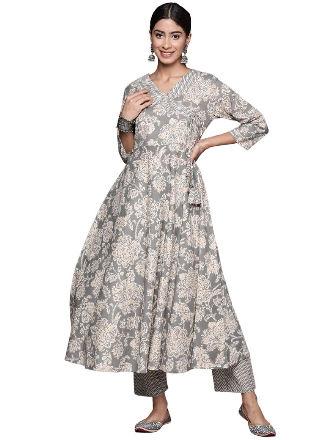 Varanga Women'S Cotton Regular Kurta Set (Nv_Vset21130_Grey