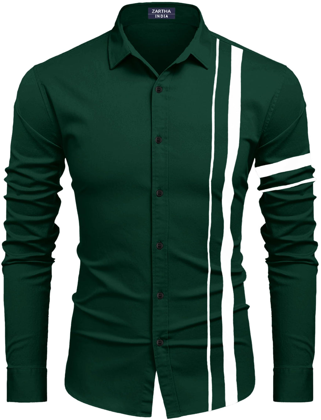 Bellstone Mens Solid Regular Fit Shirt (B-8200_Dark Green