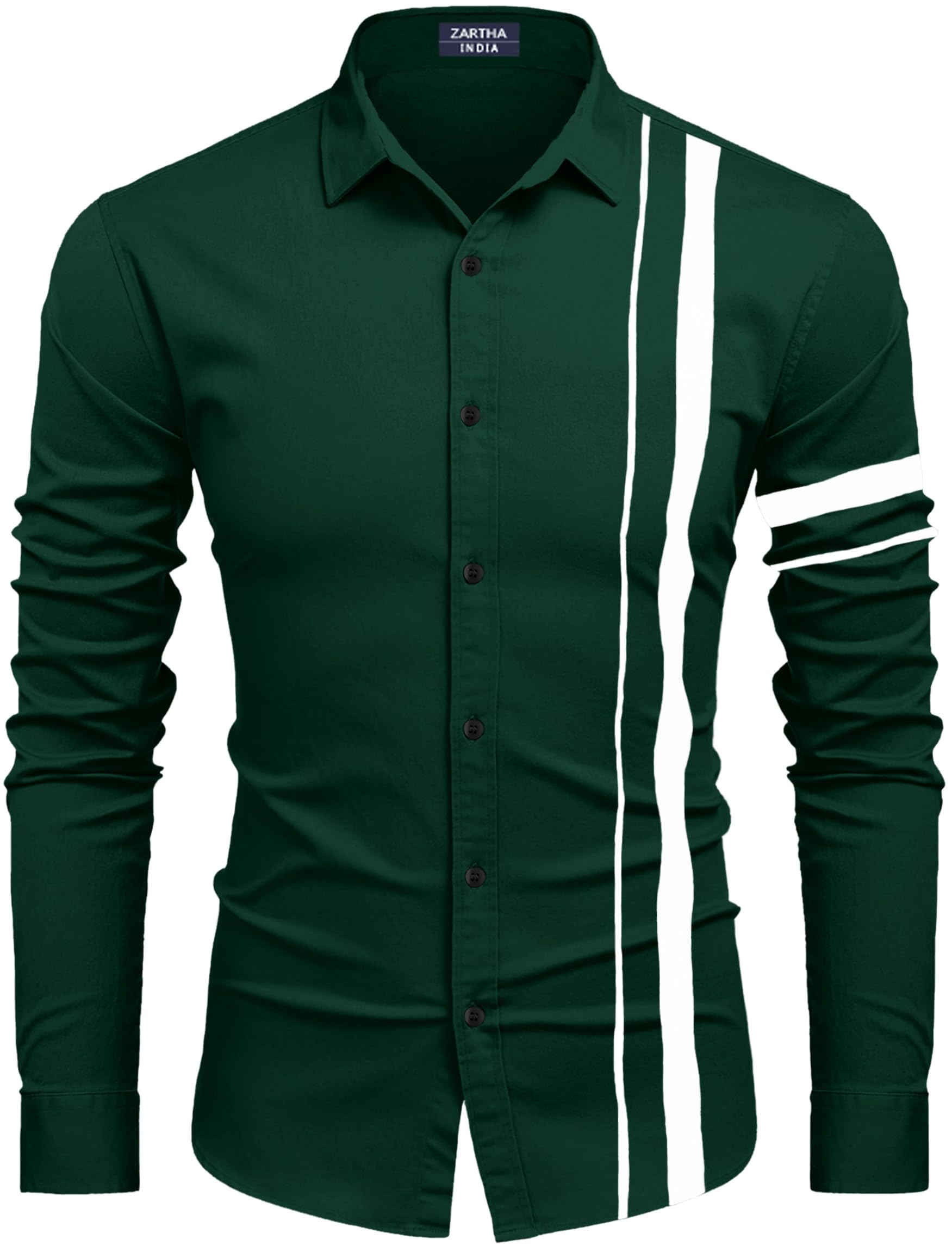 Bellstone Mens Solid Regular Fit Shirt (B-8200_Dark Green