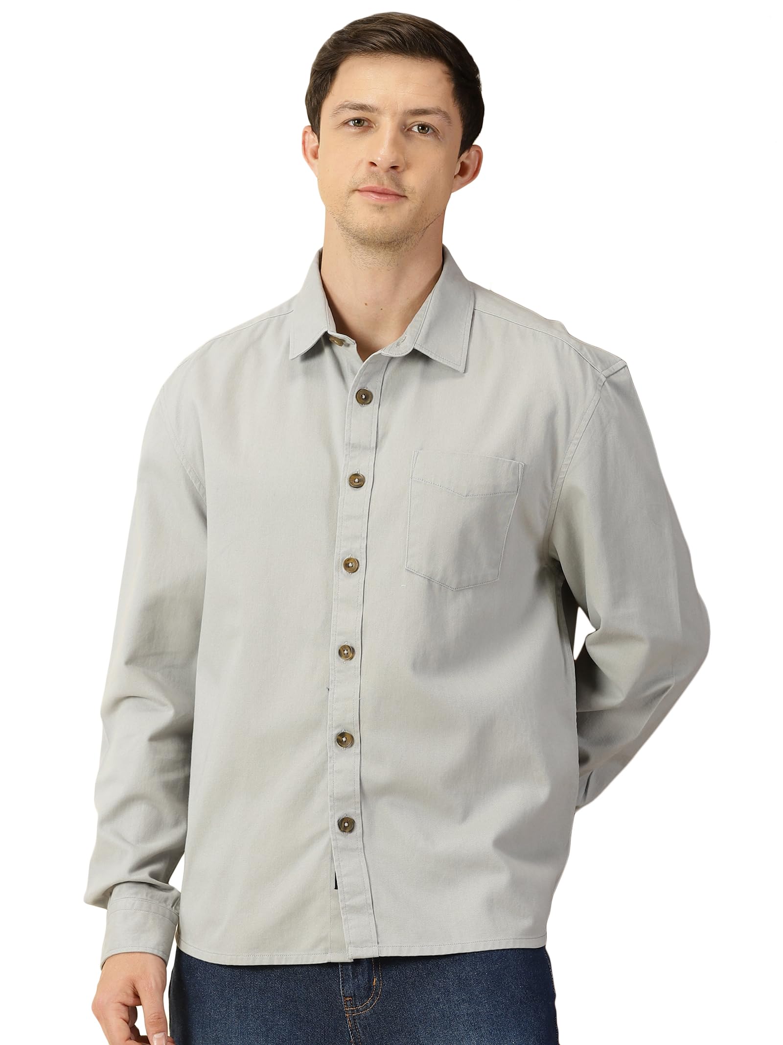 Thomas Scott Mens Classic 100% Cotton Casual Shirt Grey