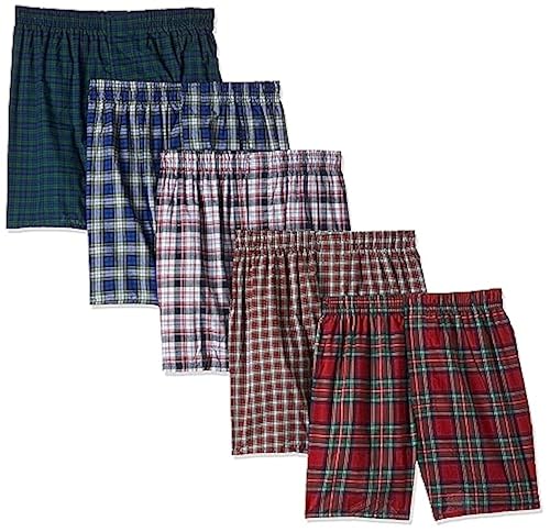 Hanes Ultimate Mens Big Tartan Boxers-Multiple Packs and Colors, Assorted-5 Pack, Medium