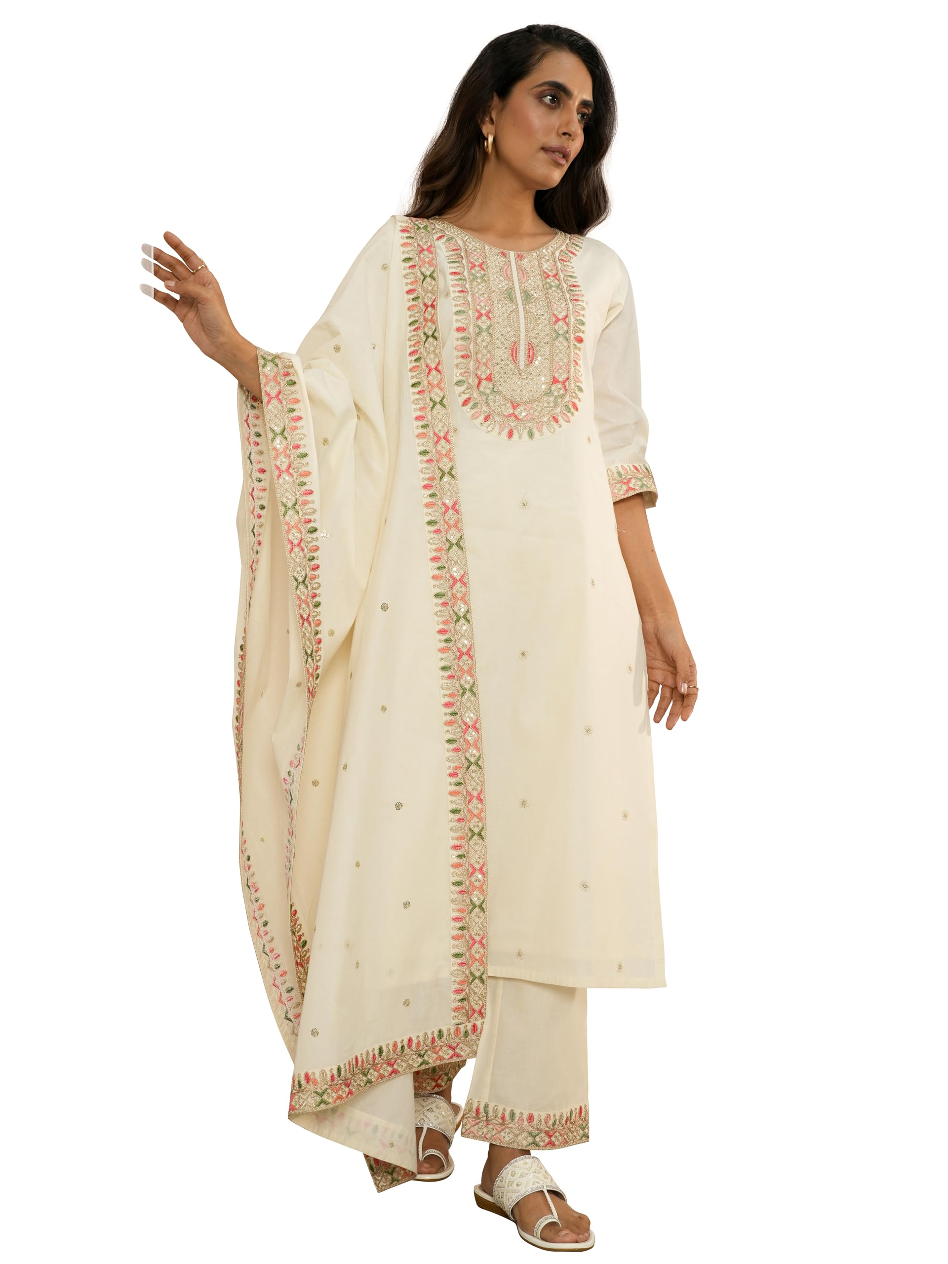Libas Women'S Cotton Kurta Set (35679_Off White