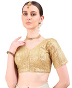 Pujia Mills WomenS Indian Ethnic Wear Designer Silver Sequence With Matching Embroidered Work V Neck Half Sleeve Readymade Padd