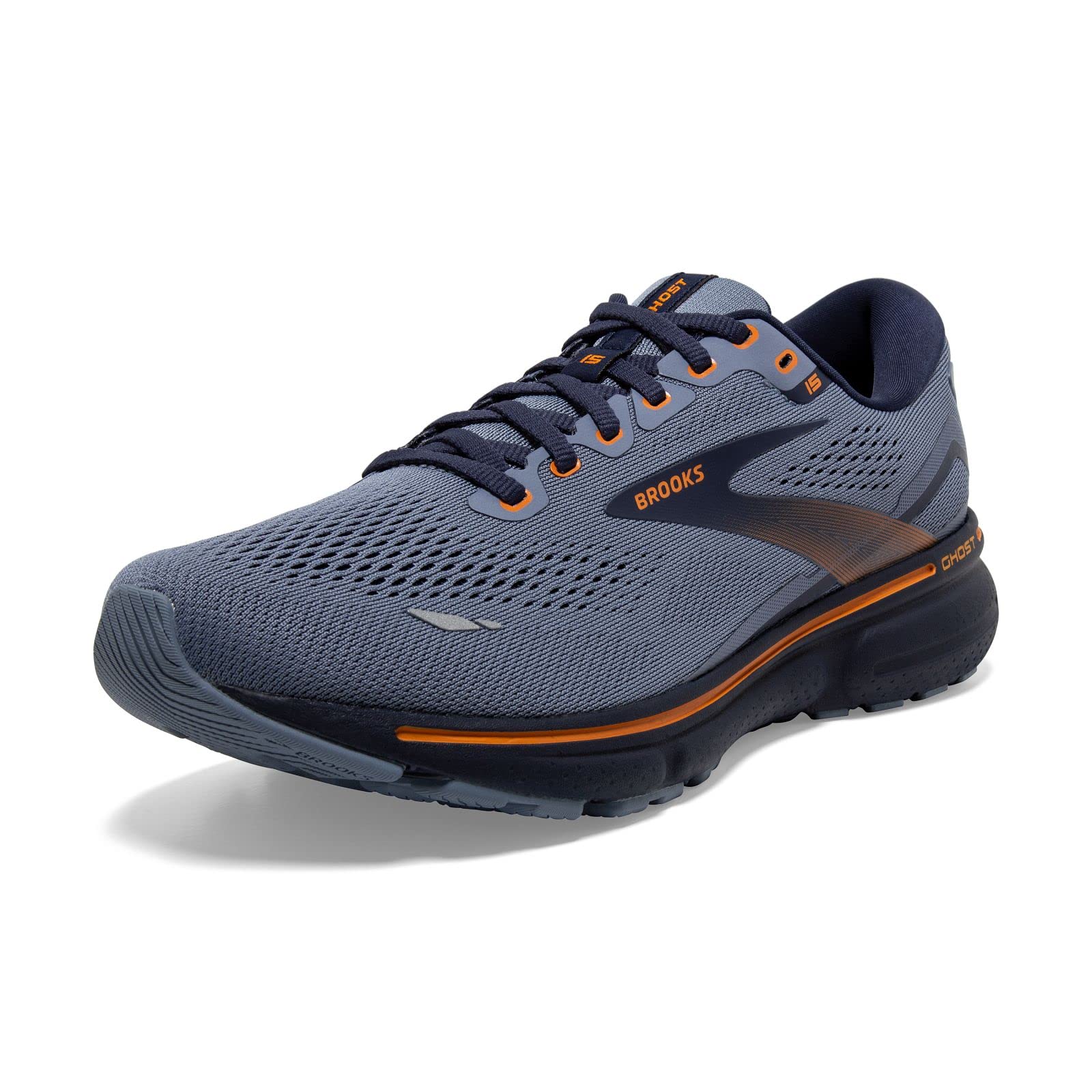 Brooks Men's Ghost 15 Neutral Running Shoe - Flintstone/Peacoat/Oak - 8 Medium